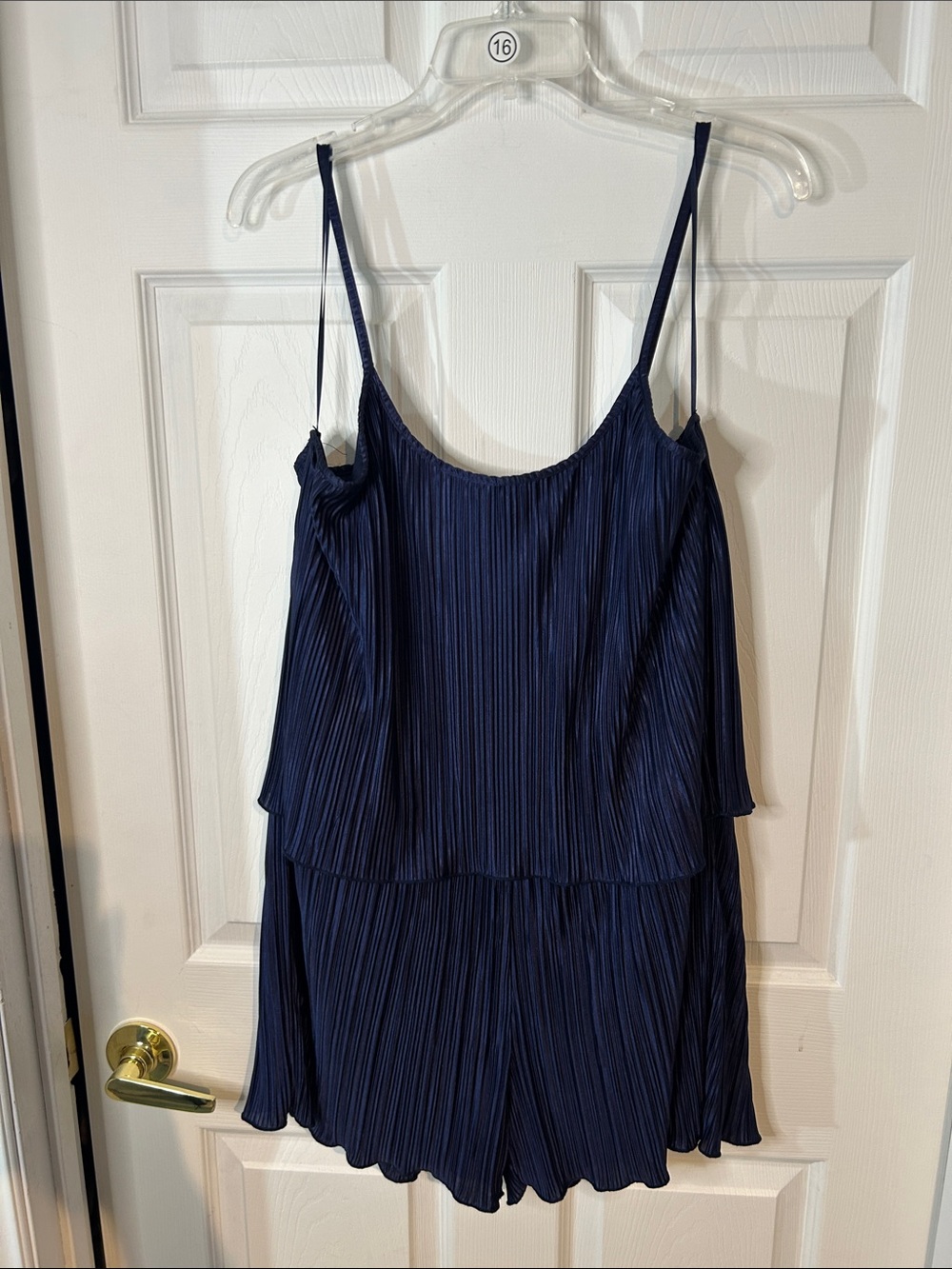 Black Swan Navy pleated lined Romper size Large